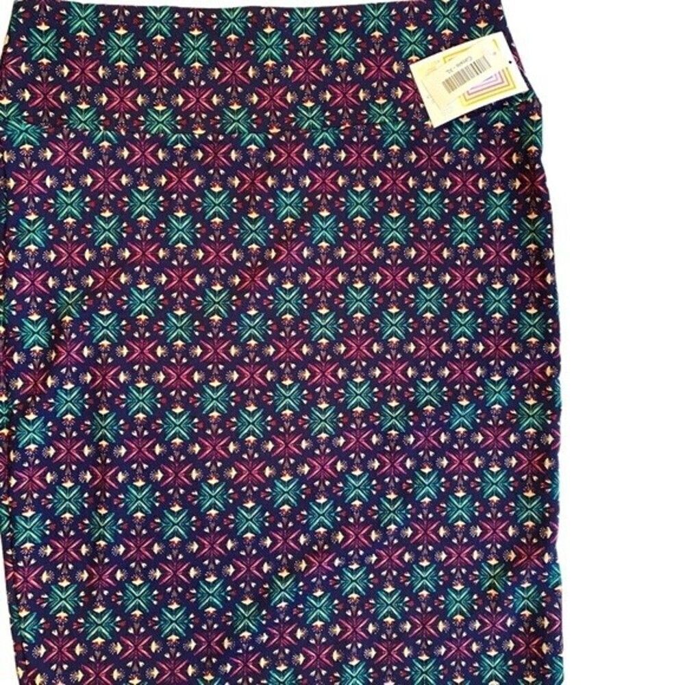 0346 LulaRoe Skirt Women Size XL Pink and Teal Snowflake Print Cassie NWT
